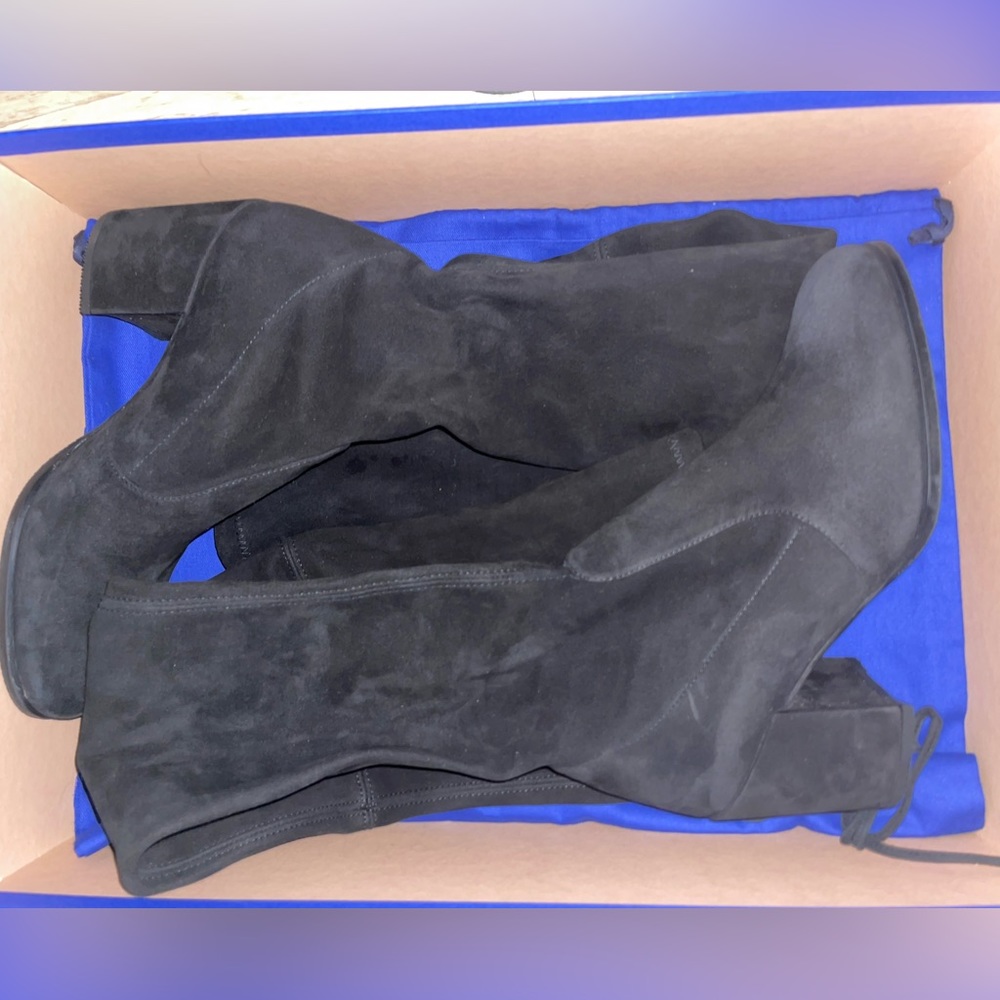 Stuart Weitzman Tieland Over The Knee Black Suede… - image 6